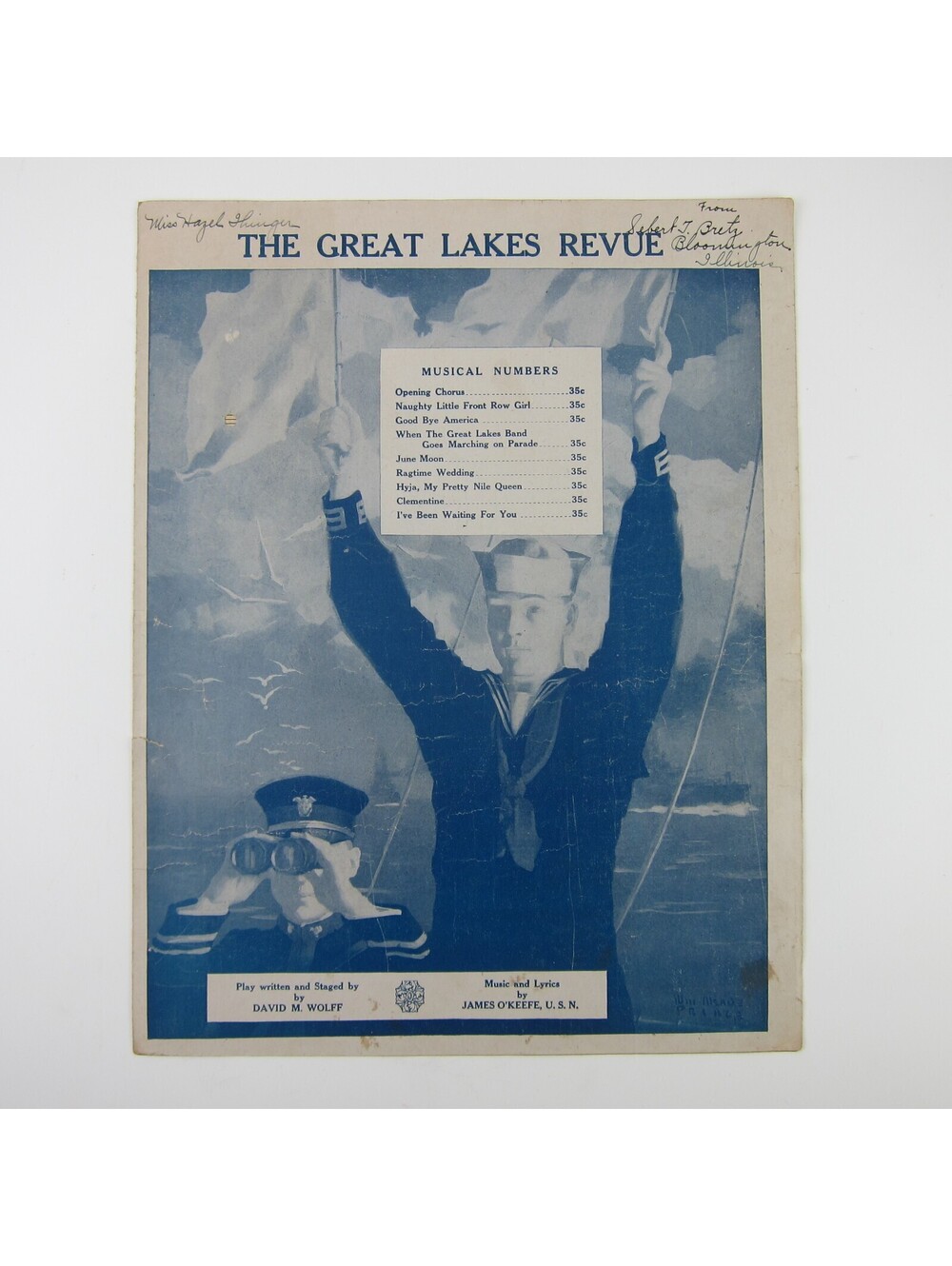 Sheet Music Goodbye America Great Lakes Revue O'Keefe Navy WWI Antique 1918 RARE